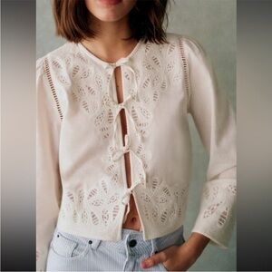 NWT Sezane Odelia Blouse 34 2 Ecru